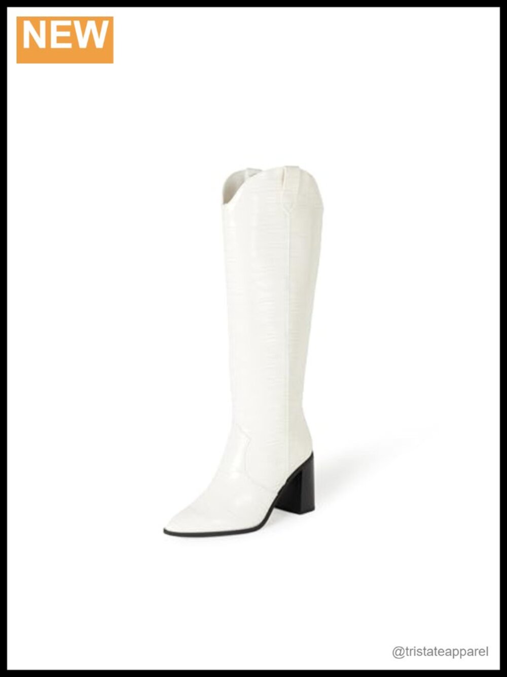 Knee-High Western Boot Faux Leather Pull-On Block Heel